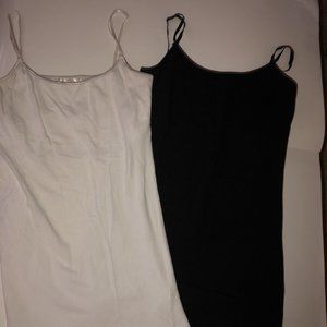 Lot Of 2 Bozzolo Sz L Women’s Tank Black White Stretchy Racer Cami Built-In Bra